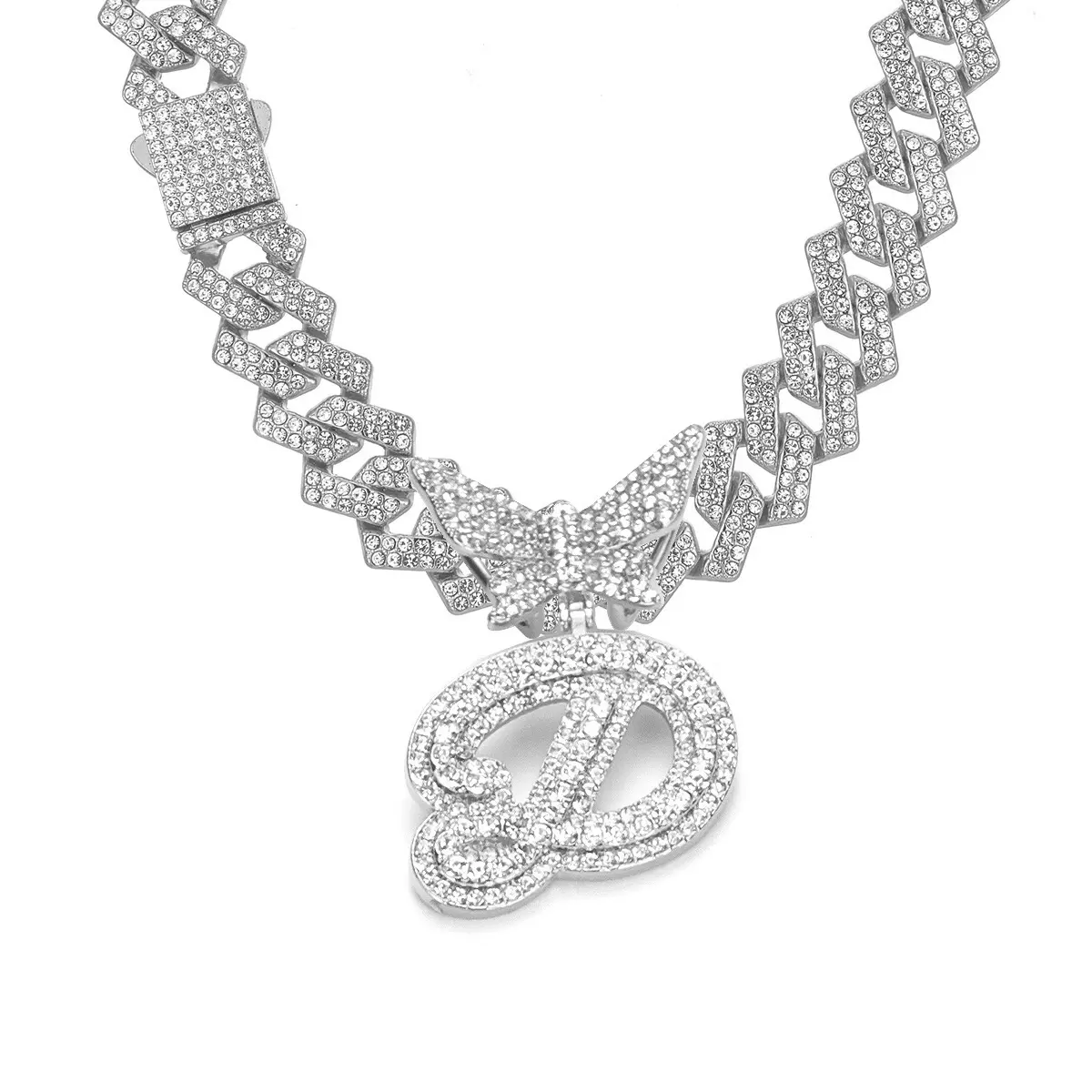 Silver letter necklace D