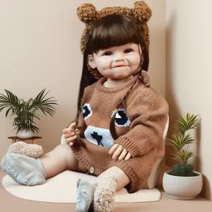 HATOY  22-Inch Lifelike Reborn Youngsters Girl Doll with Long Hair - Full Body Soft Vinyl, Realistic Princess Youngsters in Floral Dress, Includes Soothing Item, Bottle & Clothes - Ideal Birthday Gift for Youngsters 3+, Youngsters Doll