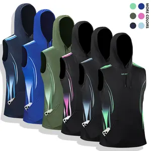6pcs Men'S Hooded Tank Top - Casual & Sporty Sleeveless Shirt  Regular Fit for Gym, Workouts & Casual Attire, Gym Apparel, Hooded Neckline, Comfortable Fit