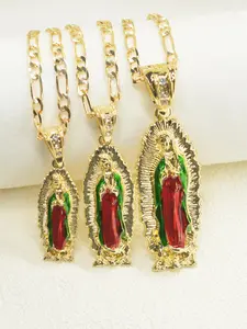 Guadalupe Virgin Mary Pendant Necklace, Unisex Religious Jewelry, Fashion Prayer Charm, Faith Theme Necklaces, Perfect Holiday Gift, Fashion Jewelry Accessories