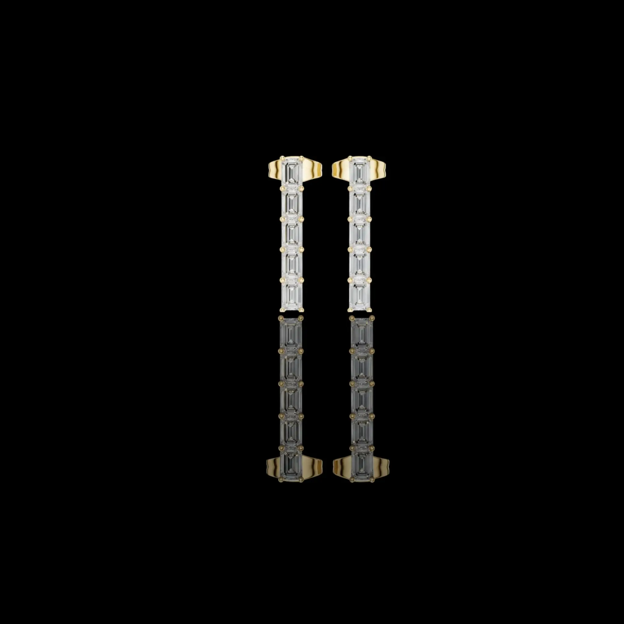 Iconic Vertical Bar Sleek Modern Emerald Lab Diamond Earring