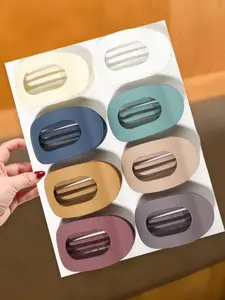 8-Piece Flat Oval Hair Clip Set, Flat Hair Clips, Matte Claw Grip for Thick & Fine Hair, Multi-Functional Hairpins for Ponytail, Updos & Side Bangs