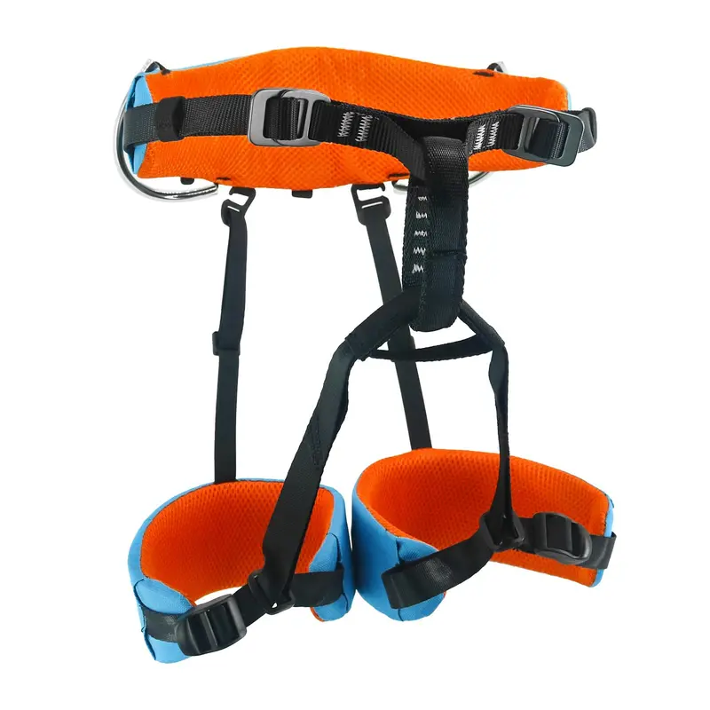 NewDoar Kids Half-Body Climbing Safety Harness - Thin, Lightweight (0.73 lb), Adjustable, Breathable Polyester Mesh, Sponge Waist Protection, 2 Tool Rings, Reinforced Belay Loop, EN Certified, Supports Up to 100kg/2250 lbs for Rock Climbing, Rappelling