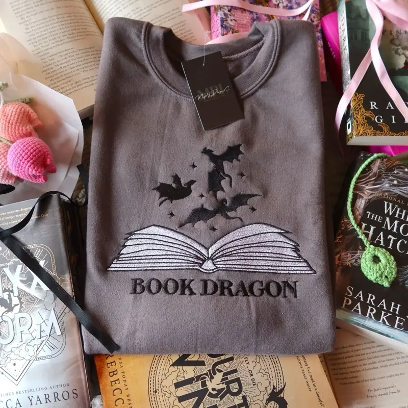 Book Dragon embroidered crewneck Book Dragon embroidered crewneck