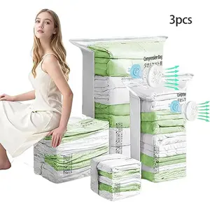 3-Pack Vacuum Compression Bags, Large Size, Space-Saving Storage for Clothes, Blankets, Bedding, Travel Essentials, Sealed Storage Solution, Clothing Organizer