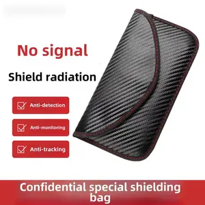 Faraday Bag for Key Fob & Cell Phone, 8.3x4.3in Rfid Signal Blocking Pouch, Waterproof Anti-Theft Security Case, Carbon Fiber Material