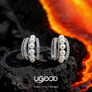 Vintage Pearly de UGood Earrings, Forged with Brass and Zicron, Amplifies Statement and Aesthetics for Casual Outing and Party Occasions, Boosts Confidence and Fashion Chic