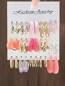 Women's Ring Design Earrings Set, Hoop Earring Sets, Earrings Stack Set, Earring Stacks, 30-Piece Daily Wear Jewelry Collection, Stylish Accessory for Women & Girls, Perfect Gift Idea