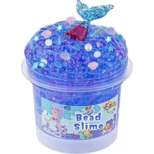 Mermaid Fishbowl Bead Slime - Super Stretchy, Non-Sticky & Crunchy Slime Sensory Toy, Kids Slimes Party Favor Gift for Birthday, Easter, Halloween, Christmas