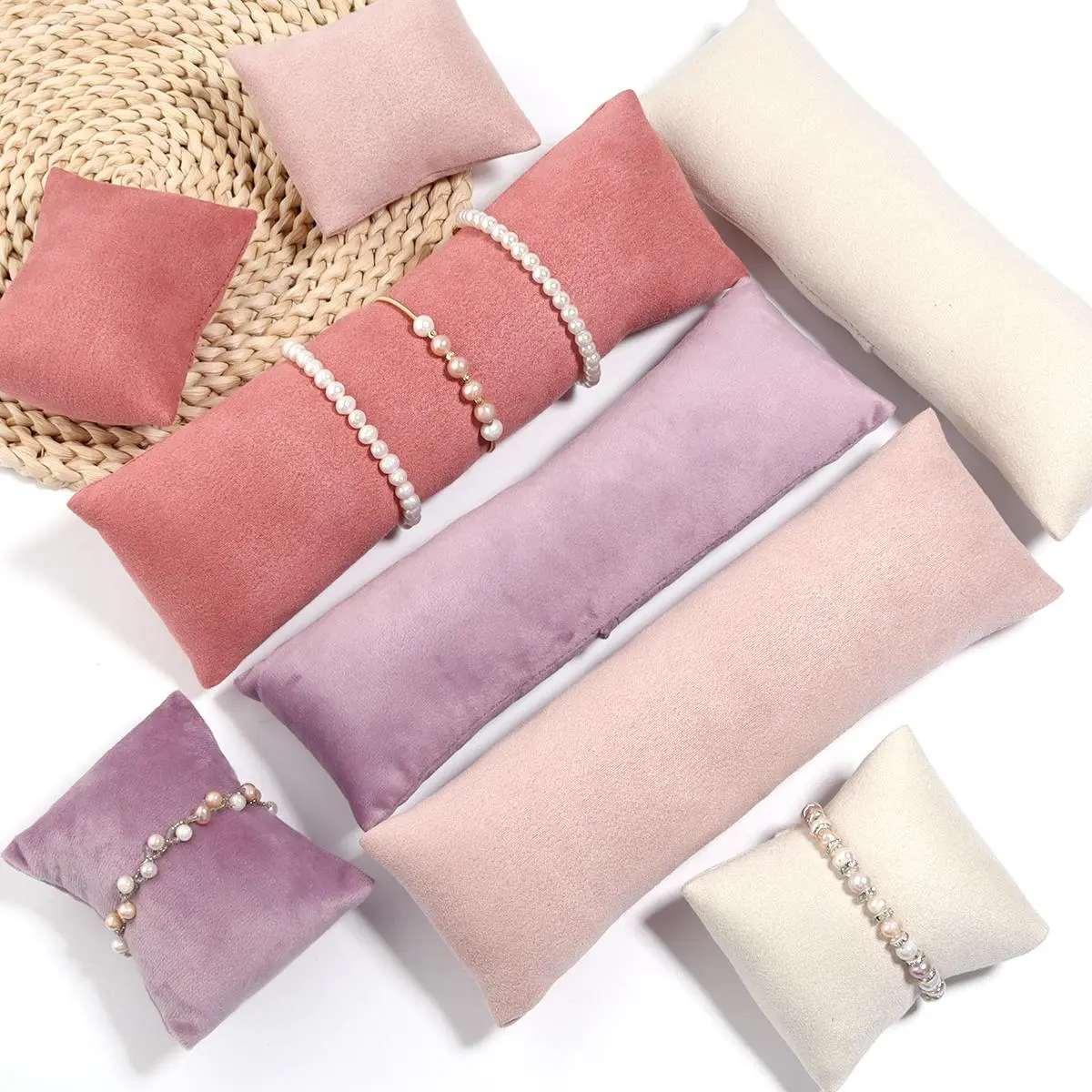 2pcs/lot Velvet Jewelry Pillow Stand Watch Bracelet Bangle Cushion Holder For Jewelry Pography Display Organizer Pillow