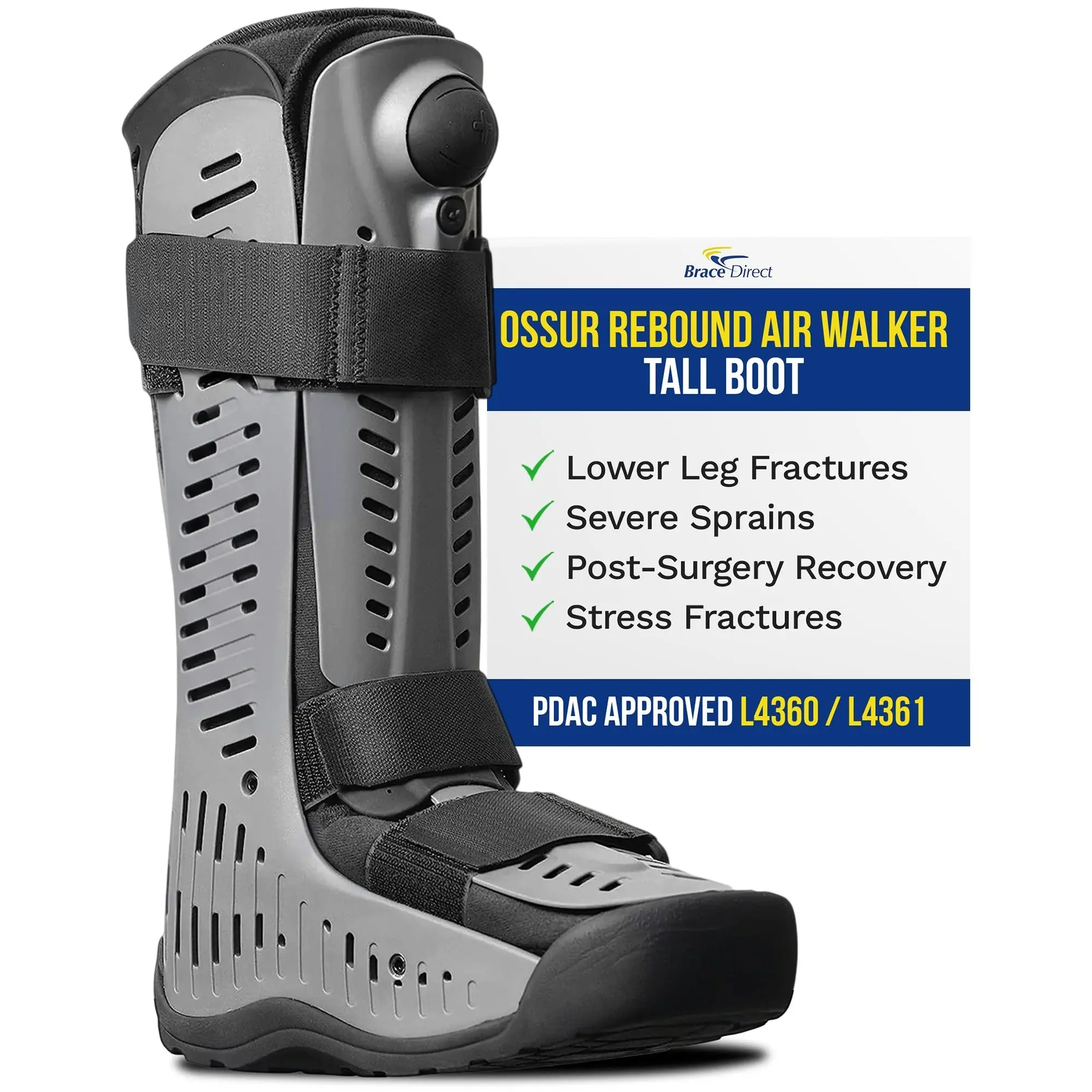 Ossur Rebound Air Walker Tall Boot For Ankle Injuries - Premium Walking Boot With Rocker Bottom