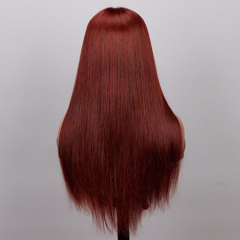 13x6 Reddish Brown Bone Straight Front Human Hair Wig For Women 150% Density Transparent Lace Frontal Wigs Pre Plucked 13x6 Reddish Brown Bone Straight Front Human Hair Wig For Women 150% Density Transparent Lace Frontal Wigs Pre Plucked
