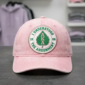 Alpha Kappa Alpha Embroidered Washed Out Hat, Vintage AKA 1908 Baseball Cap, Pink and Green Sorority Ivy Leaf Classic Hat, Gift For Mother's Day