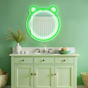 Anime   Kuromi mirror neon light （mirror  find your  beauty）,Cinnamon dog mirror neon light，Melody Mirror Neon Light，Big Eyed Frog Mirror Neon Light