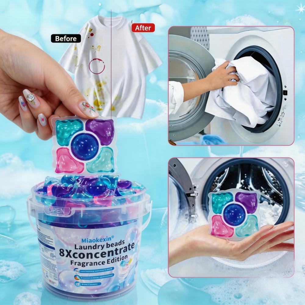 100pcs/50pcs/5D Laundry Gel Beads, 8x Cleaning Power, Concentrated Laundry Detergent, Long-lasting Fragrance Cleaner