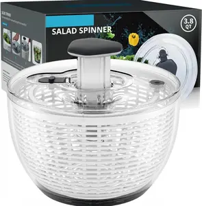 Salad Spinner Small Lettuce Spinner Kitchen Gadgets Vegetable Washer, High Efficiency for Home Kitchen Washing & Drying Leafy Vegetables, One-Handed Handle Easy Press 3.8 Qt White