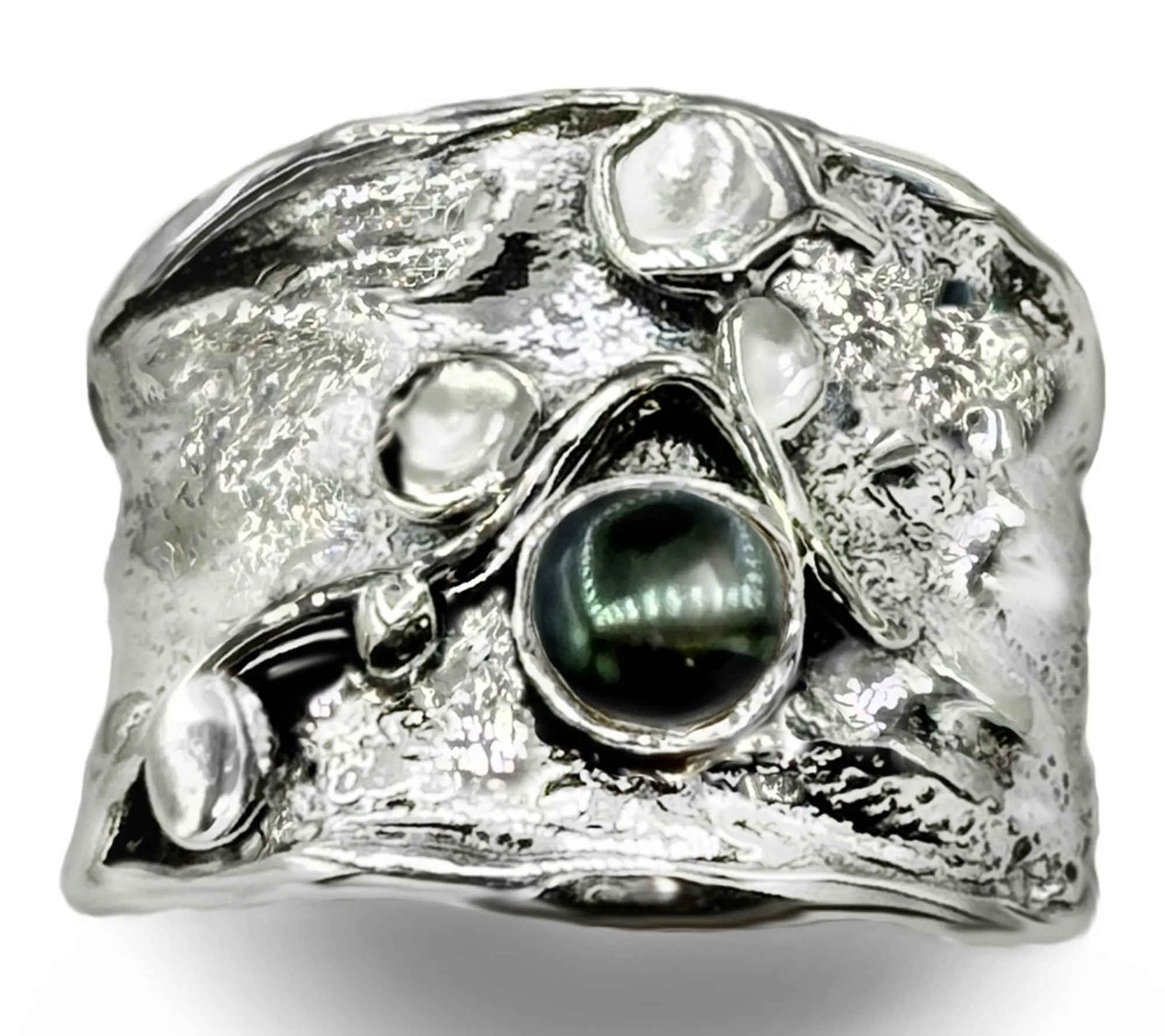 Hagit Sterling Silver Cultured Pearl Graceful 'Ivy' Ring