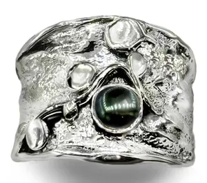Hagit Sterling Silver Cultured Pearl Graceful 'Ivy' Ring