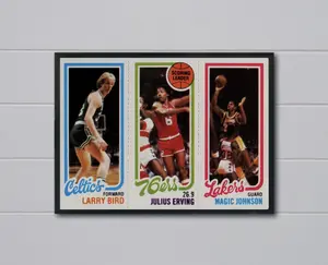 Topps 1980 Larry Bird/Julius Erving/Magic Johnson Sports Card 12x17 Poster
