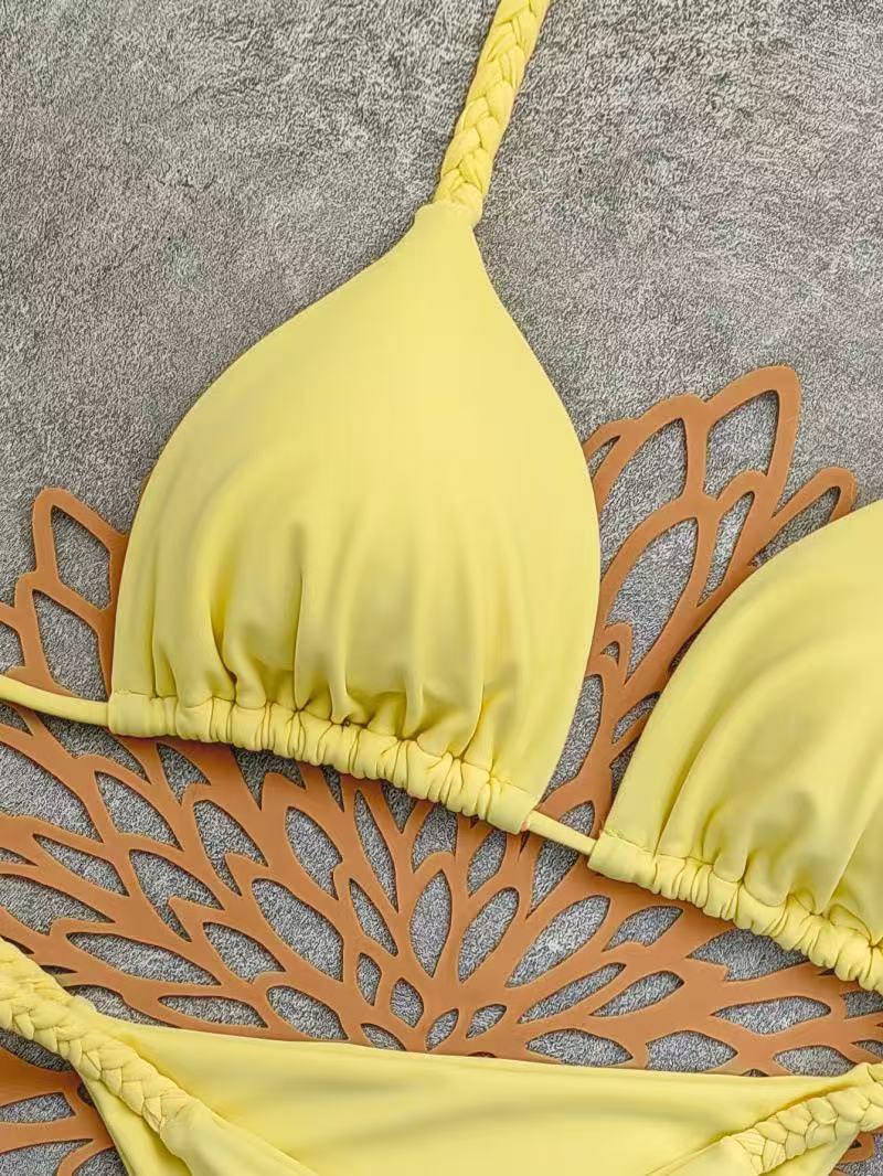 Women's Split Swimsuit, Two Piece Set - Solid Color Design | High Waist Bikini Set | Suitable for Summer Beach Vacation, Hot Springs, and Water Parks | Swimsuit