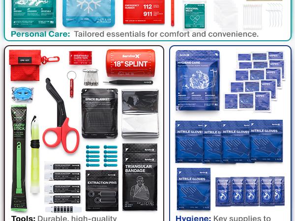 SURVIVEX Large Comprehensive First Aid Kit Ideal for  Car, Travel & Home - Emergency Kit for Hiking, Camping, Backpacking and Outdoors