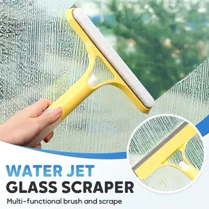 2025 New 3-in-1 Window Cleaning Tool, Multi-Function Spray Squeegee for Glass Doors, Windows, and Mirrors — Includes Scraper, Brush, and Spray Function. All-Purpose Glass Cleaner.