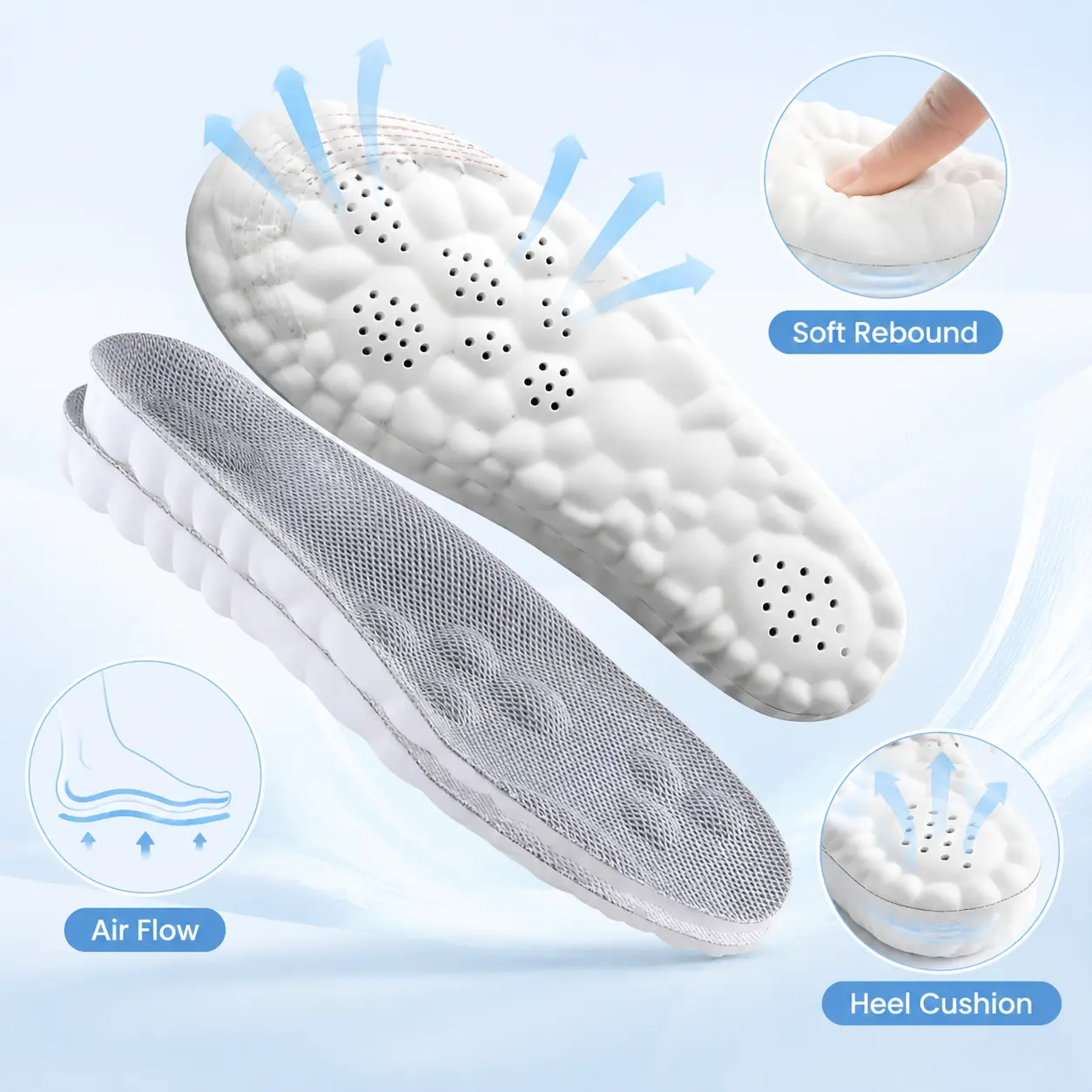 Cloud Cushion Insoles for Men & Women | Orthotic Arch Support & Shock Absorbing | Comfort for Plantar Fasciitis, Flat Feet & Sore Feet | Best for Running, Walking & Daily Use summervibes