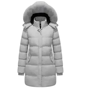 Women's Winter Thicken Puffer Coat Warm Snow Jacket with Removable Fur Hood & Multifunctional Pockets for Snowy Days