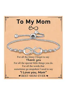 Mother's Day Gift Set, Adjustable Heart Necklace and Heart Shaped Bracelet, Elegant Stainless Steel Hand Chain, Perfect for Daily Wear