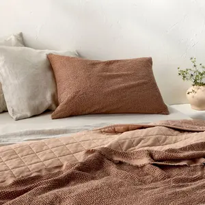 King Textured Waffle Pillow Sham Brown - Casaluna