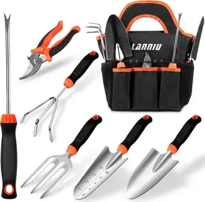 7-Piece Gardening Tools Set | Heavy Duty Stainless Steel, Black Tote Bag, Ergonomic Non-Slip Grip, For Planting, Weeding & Digging
