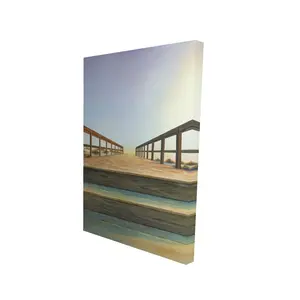 360 Stand 24x36 in. High-Def Footbridge Landscape Artwork - Beach Vibe Decoration, Artistic Photo for Living Room, Room Decorations, Home Supplies Posters & Prints, Wall
