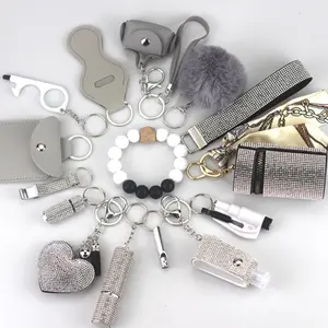 15PCS Neoprene Wristlet Keychain Bracelet Key Ring Holder Stretchy Wrist Strap Keychain for Women Men