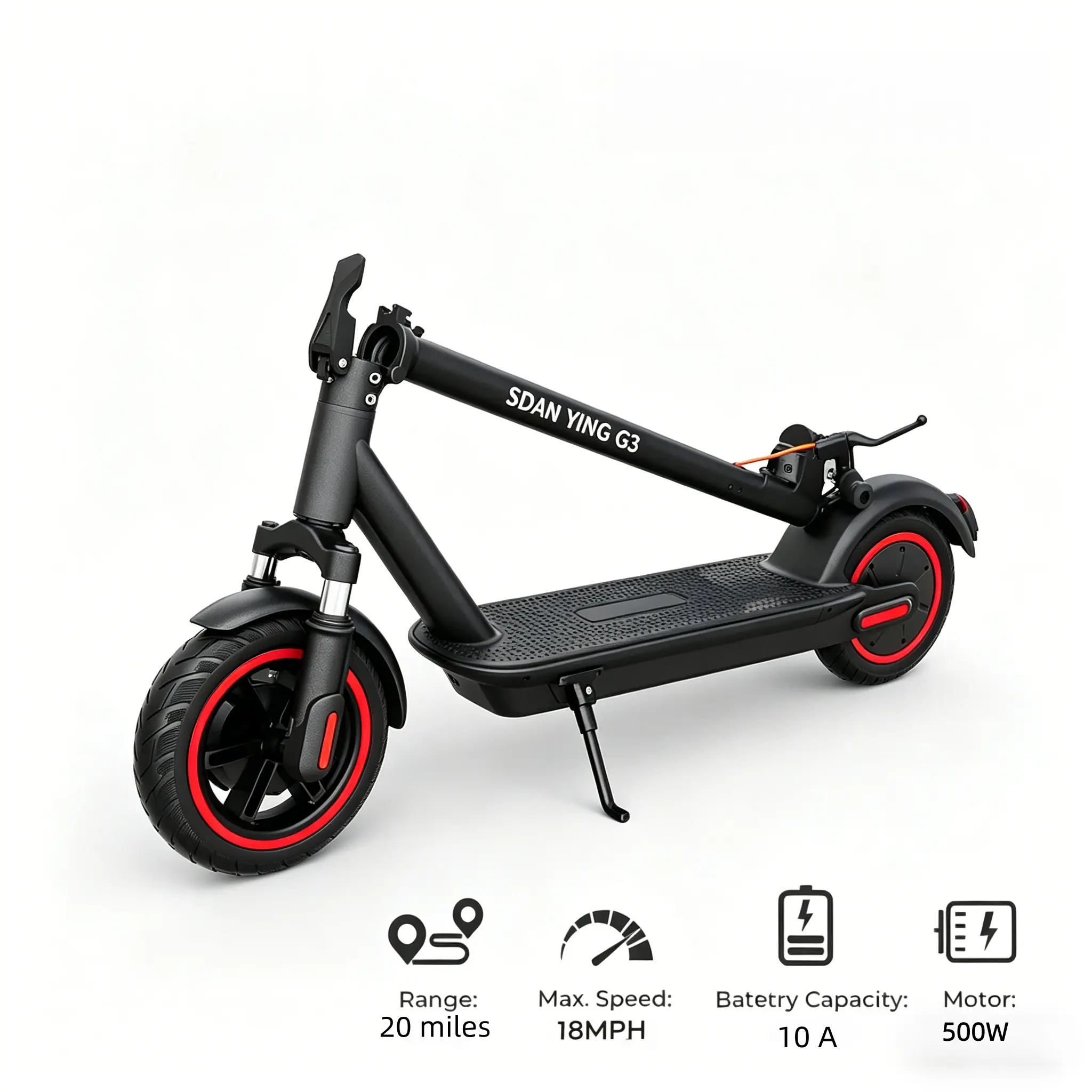 Unisex Adults Foldable Electric Scooter with 500W Motor, 18 MPH Top Speed, 20 Mi Max Cruising Range, 36V 10Ah Battery,  Front Drum Brake, Rear Braking, Lightweight Portable Design