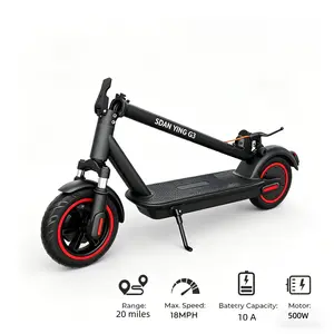 A3 500W high-power motor, maximum speed 18MPH, cruising range up to 20 miles.36V 10A standard battery configuration.Front drum brake + rear E-brake for safe riding.Lightweight foldable design, easy to carry, transport and store. faste scooter
