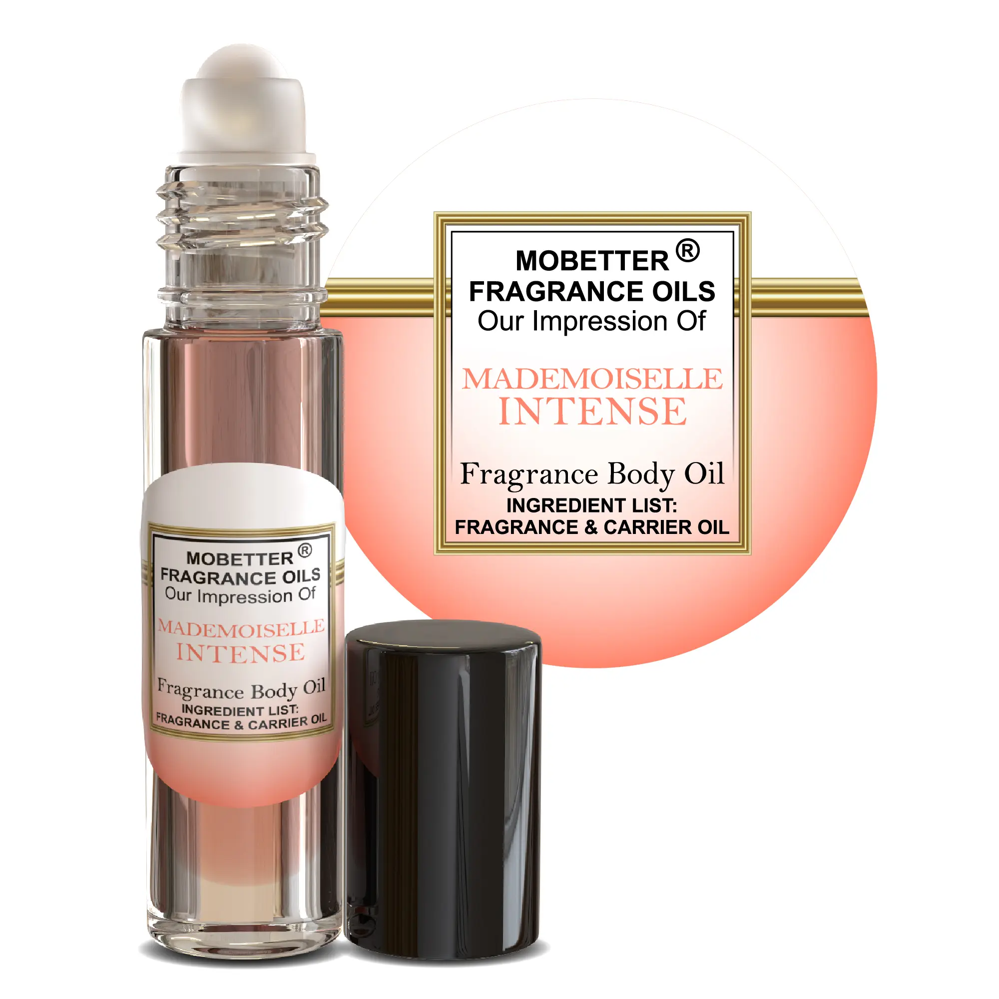 MOBETTER FRAGRANCE OILS' Our Impression of Mademoiselle Intense for Women Body Oil Fragrance 1/3 oz roll on Glass Bottle, Oriental Woody fragrance for women, Long Lasting, Travel Size