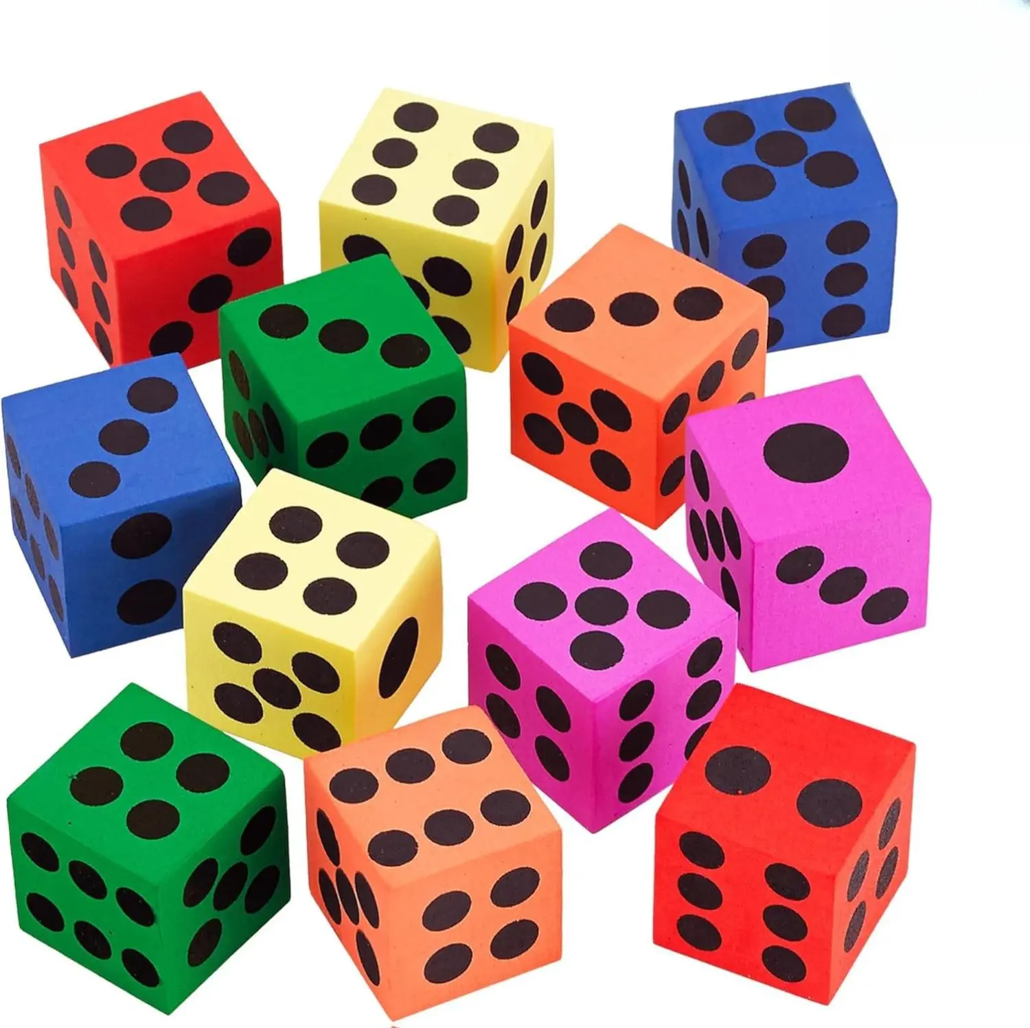 Big Foam Dice Set - 12-Pack, Jumbo, and Colorful Dice for Kids - Ideal for Boosting Math Skills, Great Gifts, and Party Fun Round Game