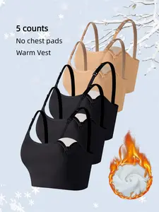 Maternity Solid Color Thermal Lined Bra, Adjustable Strap Warm Bra for Breastfeeding, Maternity Underwear for All Seasons