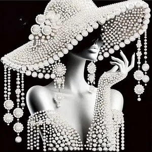 DIY Ladies Pearl Painting Art Kits for Adults Beginners Home Wall Decor Pearl Gem Paintings Picture Arts Craft 30x30cm With Frame