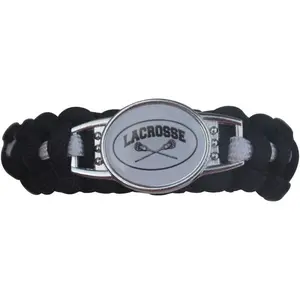 Black Lacrosse Paracord Bracelet, Lacrosse Jewelry for Boys & Girls, LAX Stick Charm, Gifts for Players, Teams, and Fans, Lacrosse Accessories
