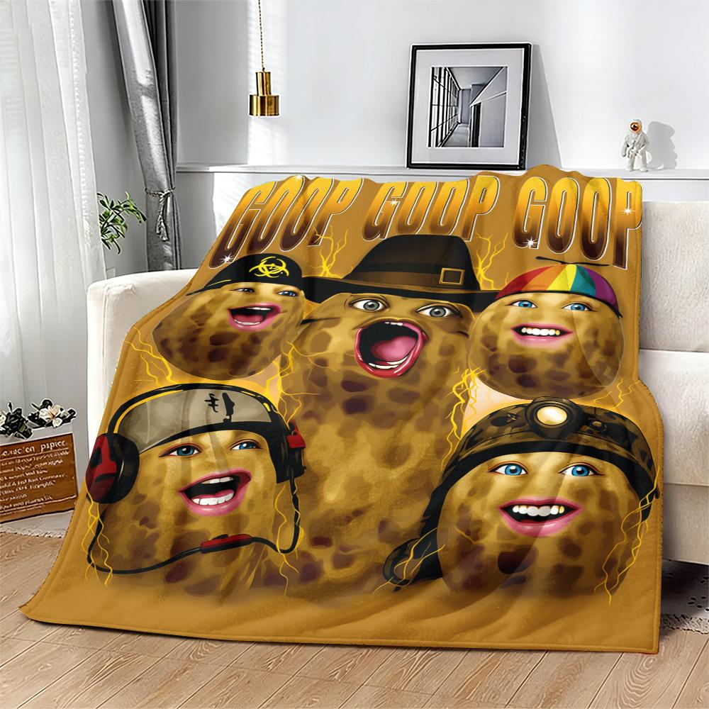 Goop Goop Goop Funny Peanut Meme Print Flannel Blanket Cooling Blanket Homegoods Soft Cozy For Bedroom Living Room Sofa Couch For Meme Lovers Teens Adults Perfect Gift Suitable for all four seasons cozy flannel blanket