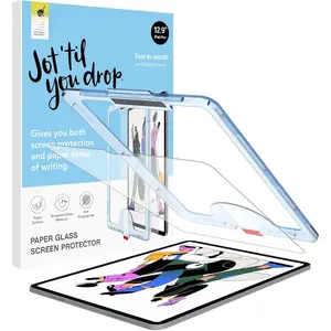 Paperfeel Glass Screen Protector Compatible with iPad Pro 12.9 6th / 5th / 4th / 3rd Generation (2022/2021 / 2020/2018), Auto-Alignment Tool, Tempered Glass, EZ Kit