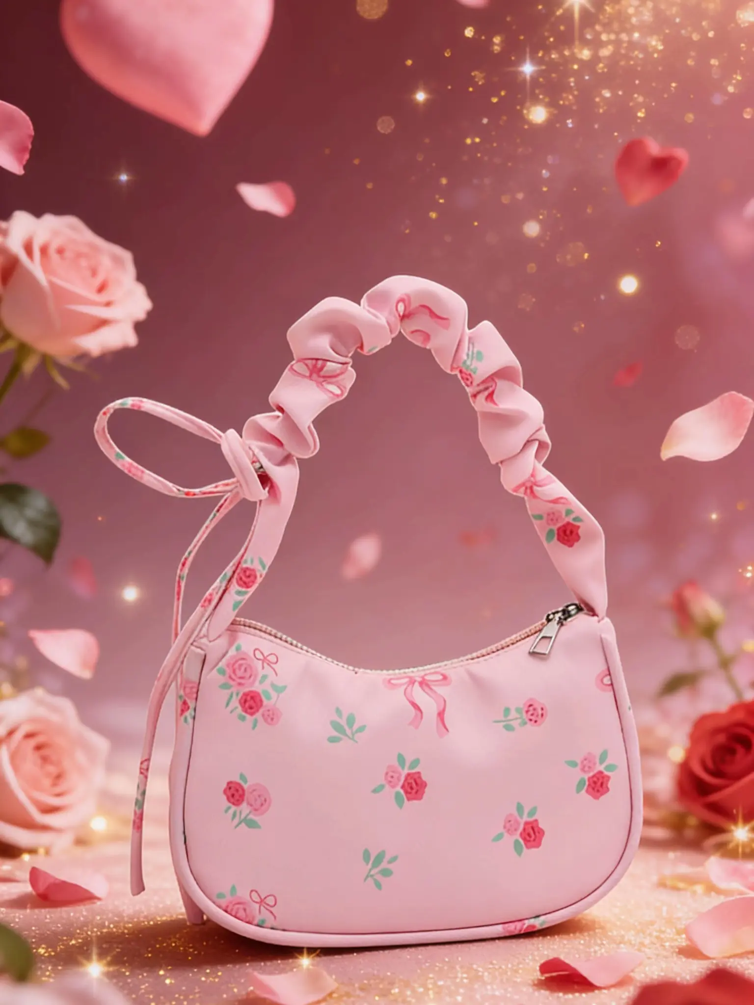 Valentine's Day Essential Floral Crossbody Bag, Lightweight Shoulder Bag, Small Size Perfect for Phone Lipstick, Must-Have for Daily and Dates