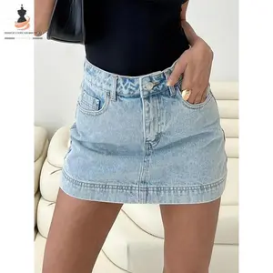 Women Denim Skort Skirt Stretchy Mid Waist Y2K Sexy Mini Skirts Dressy Casual Jean Skorts