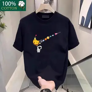 Men's fashion cotton graphic T-shirt featuring space planet elements, breathable and comfortable, machine washable, unisex design, perfect for summer casual wear. fantasy  shirt