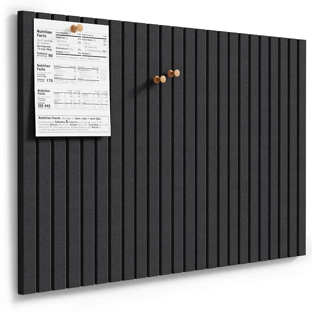 MaxGear Felt Bulletin Board Slat Panel Push Pin Board Premium Cork Board Alternative Decorative Wall Organizer For Home Office Wall Decoration
