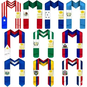 Flag Graduation Sash – Premium Graduation Stole for International Students, Class of 2026 Graduation Accessory