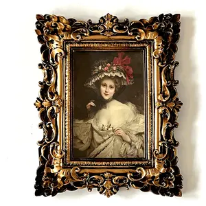 Vintage European-Style Resin Picture Frame - Embossed Floral Design, Golden Accents, Vertical Hanging Art Decor for Home & Office, Perfect for Family Photos, Paintings, or Wall Art, Decorative Piece | European Classicism | Golden Finish, An