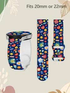 Silicone Watch Band for Smart Watches, 20mm/22mm Quick Release, Cute Suns Theme Buckle, Durable Silicone Strap for Samsung Galaxy/garmin/huawei/xiaomi/amazfit