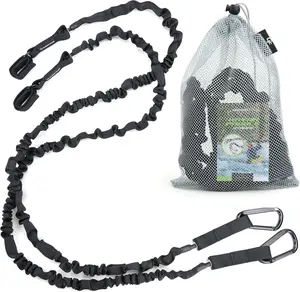 Gradient Fitness 2 Pack Kayak Paddle Leash, 5-8 Feet Stretchable Paddle Strap with Carabiner Secure Leash Lanyard Rope for SUP Kayak Canoe Paddle Fishing Pole Rod